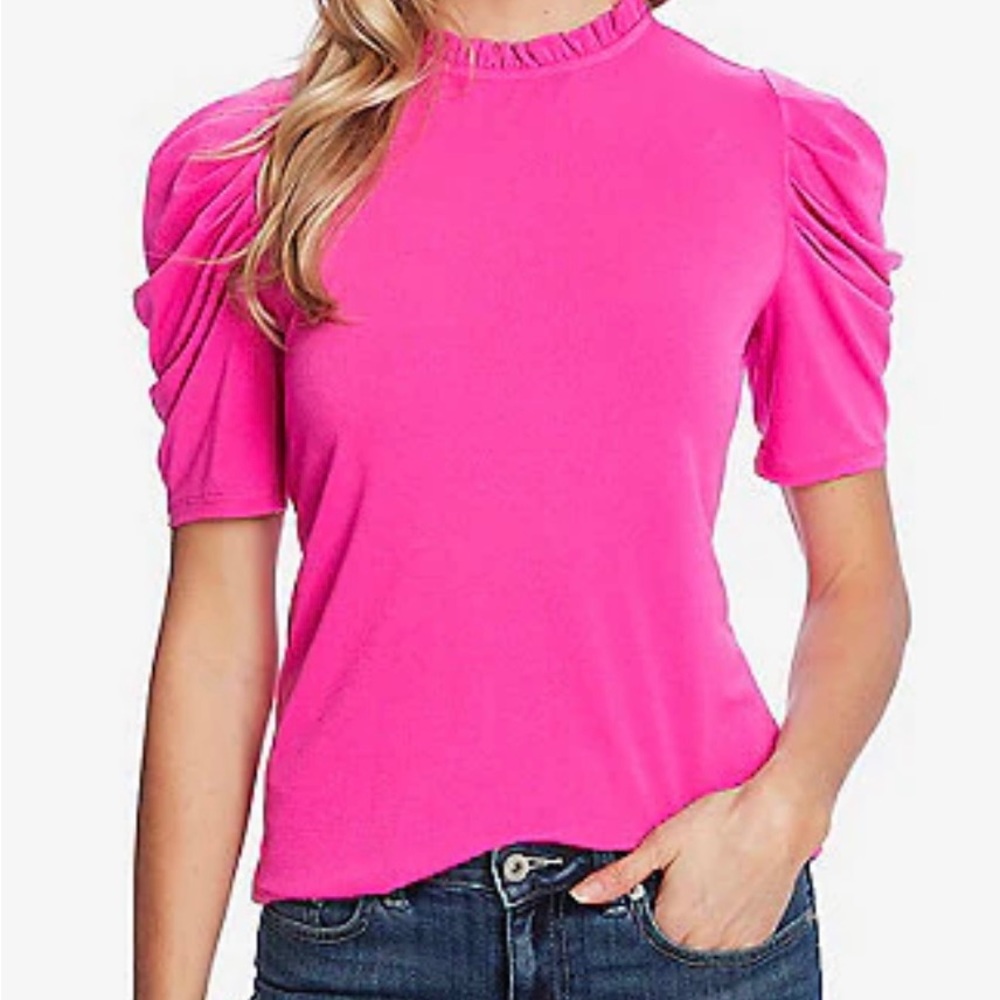Cece pink ruffle shirt